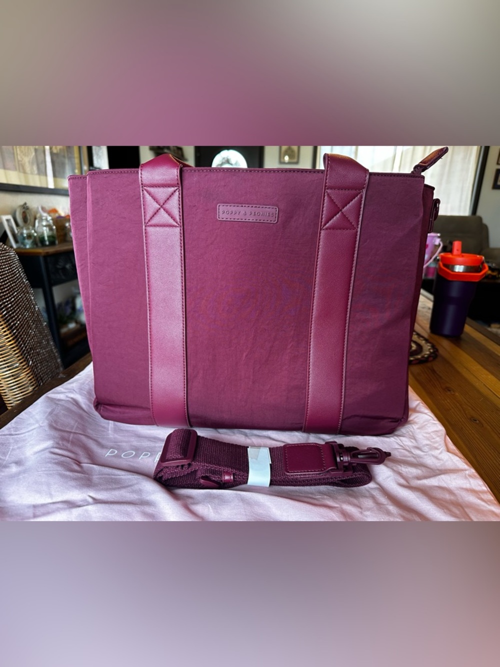 Poppy and Peonies Daily Tote in Berry